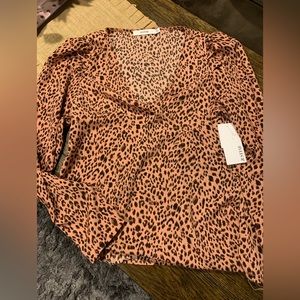 Just Fab, Leopard Blouse, size XL NWT